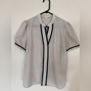 Monteau Black and White Polka Dot Button Down Shirt